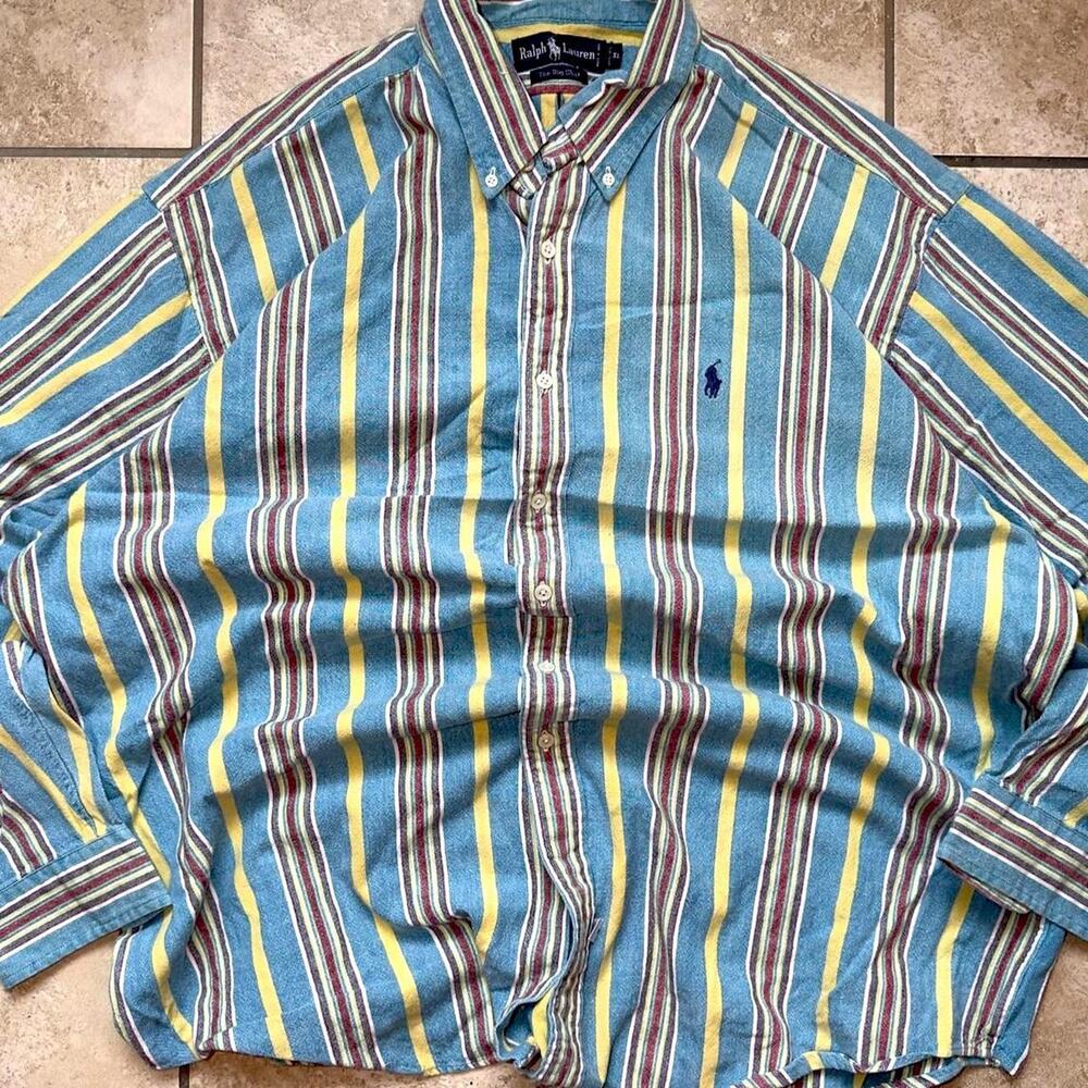 Ralph Lauren The Big Shirt Multi Color Button Up Dress Shirt - Size XL